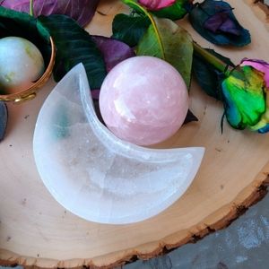 Large Lunar Crystal Selenite Crescent Moon Bowl
